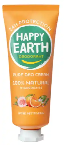 De Online Drogist Happy Earth Pure Deo Cream Rose Petitgrain aanbieding