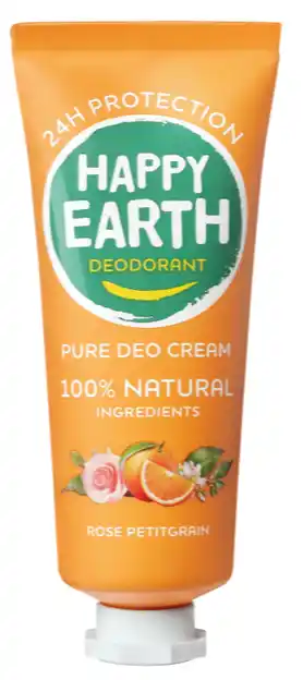 De Online Drogist Happy Earth Pure Deo Cream Rose Petitgrain aanbieding