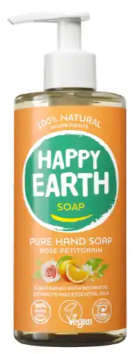 De Online Drogist Happy Earth Pure Hand Soap Rose Petitgrain aanbieding