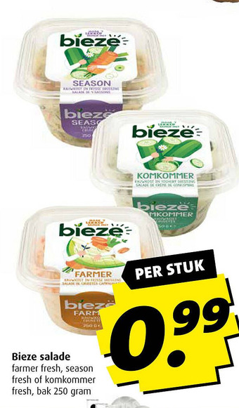 Boni Bieze salade farmer fresh, season fresh of komkommer aanbieding