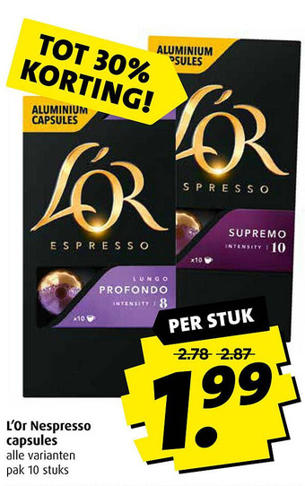 Boni L'Or Nespresso capsules aanbieding