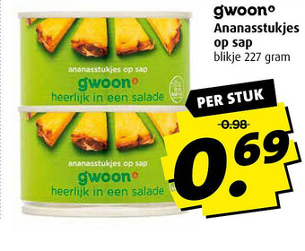 Boni gwoono Ananasstukjes op sap WO aanbieding