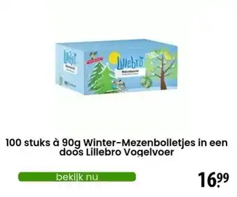 Zooplus 100 stuks à 90g Winter-Mezenbolletjes in een doos Lillebro Vogelvoer aanbieding