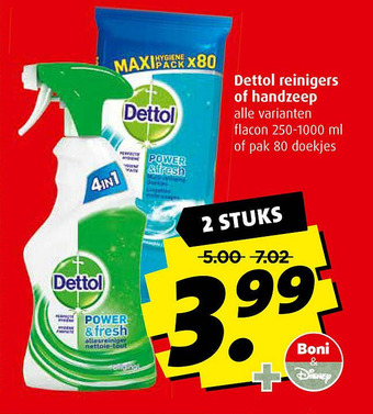 Boni Dettol reinigers of handzeen aanbieding