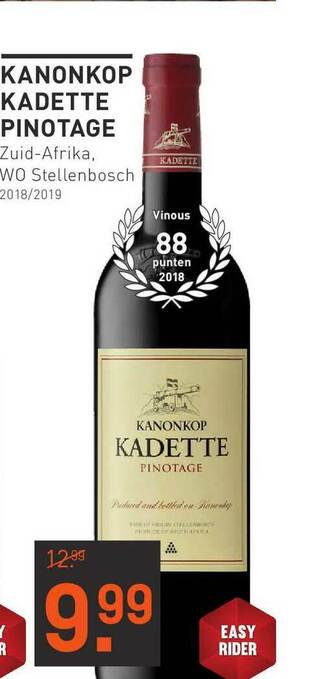 Gall & Gall Kanonkop Kadette Pinotage Zuid-Afrika, W0 Stellenbosch 2018-2019 aanbieding