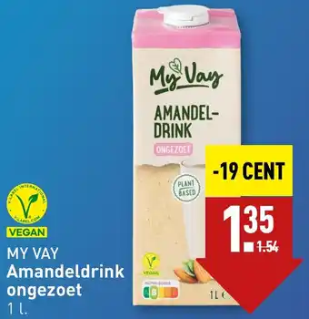 ALDI MY VAY Amandeldrink ongezoet 1L aanbieding