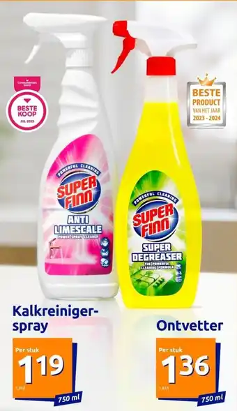 Action Superfinn Kalkreiniger- spray & Ontvetter aanbieding