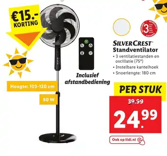 Lidl Silvercrest standventilator per stuk aanbieding