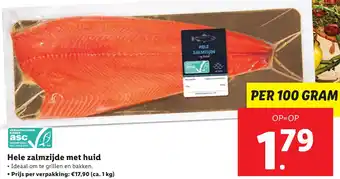 Lidl Hele zalmzijde met huid 100 gram aanbieding