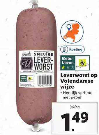 Lidl Leverworst op Volendamse wijze 300g aanbieding