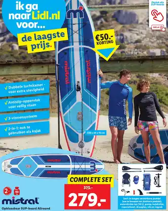 Lidl mistral Opblaasbaar SUP-board Allround aanbieding