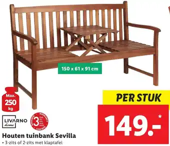 Lidl LIVARNO home Houten tuinbank Sevilla aanbieding