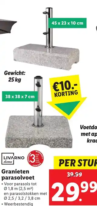 Lidl LIVARNO home Granieten parasolvoet aanbieding