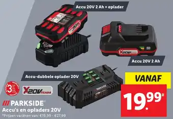 Lidl PARKSIDE Accu's en opladers 20V aanbieding