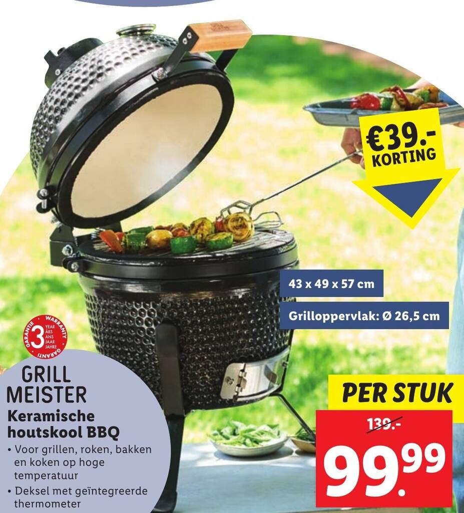 GRILL MEISTER Keramische houtskool BBQ aanbieding bij Lidl