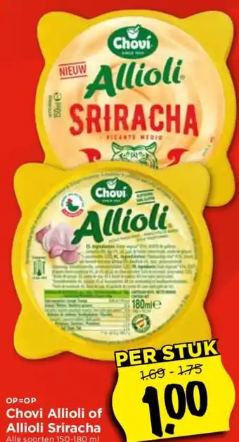 Vomar Voordeelmarkt Chovi Allioli of Allioli Sriracha aanbieding