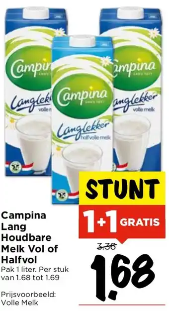 Vomar Voordeelmarkt Campina Lang Houdbare Melk Vol of Halfvol aanbieding