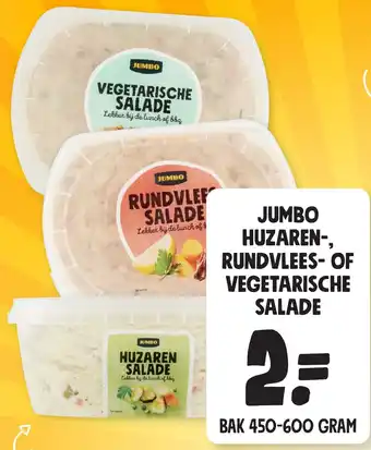 Jumbo HUZAREN, RUNDVLEES-OF VEGETARISCHE SALADE aanbieding