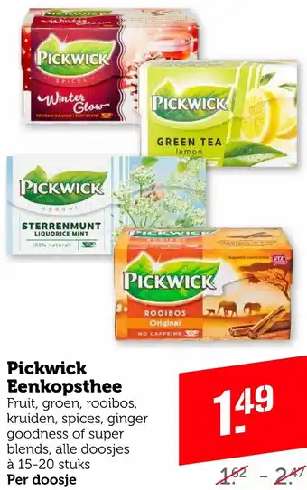 Coop Pickwick Eenkopsthee aanbieding