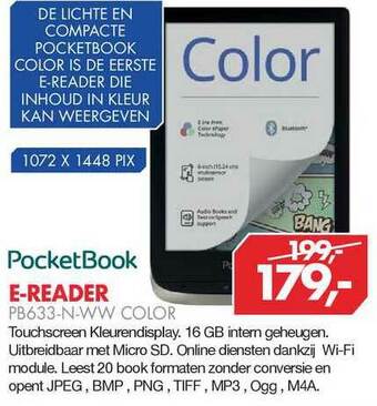 Vobis PocketBook E-Reader PB633-N-WW Color aanbieding