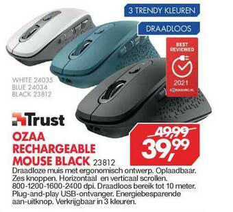 Vobis Trust Ozaa Rechargeable Mouse Black 23812 aanbieding