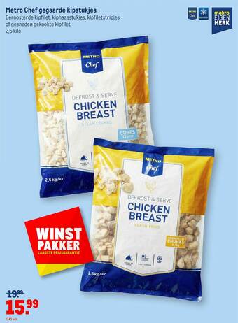 Makro Metro Chef Gegaarde Kipstukjes aanbieding