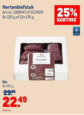 Makro Hertenbiefstuk 25% Korting aanbieding