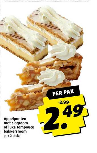 Boni Appelpunten Met Slagroom Of Luxe Tompouce Bakkersroom aanbieding