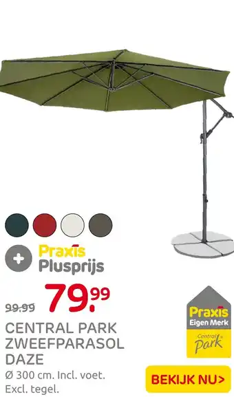 Praxis CENTRAL PARK ZWEEFPARASOL DAZE Ø300cm aanbieding