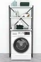 Bol.com Pochon - Wasmachinekast Serena - Wit - 35x66x160 - Wasmachinerek - Wasmachine Ombouw - Opbergrek aanbieding