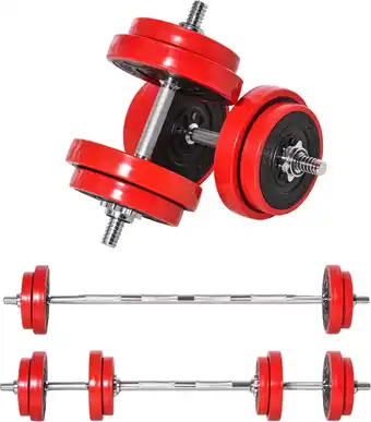 Bol.com Dumbbell set - Barbell set - Halter - Gewichten - Halterset - Halters - Halterstang met gewichten - 20 Kg aanbieding