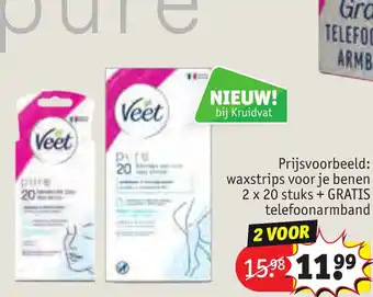 Kruidvat Veet waxstrips voor je benen 2 x 20 stuks aanbieding