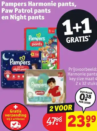 Kruidvat Pampers Harmonie pants, Paw Patrol pants en Night pants aanbieding