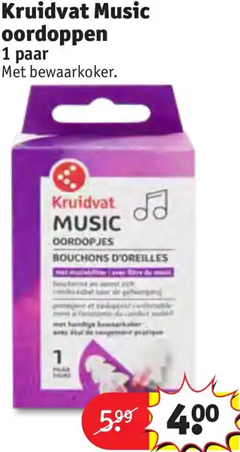 Kruidvat Music oordoppen aanbieding