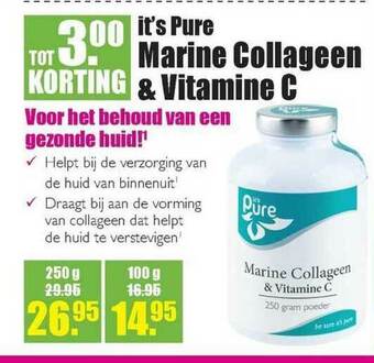 Gezond & Wel It's Pure Marine Collageen & Vitamine C Tot 3.⁰⁰ Korting aanbieding