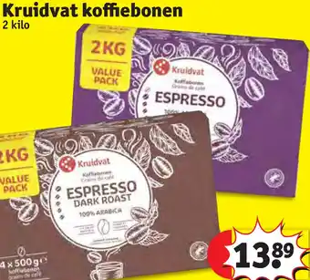 Kruidvat koffiebonen 2 kilo aanbieding