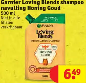 Kruidvat Garnier Loving Blends shampoo navulling Honing Goud 500ml aanbieding