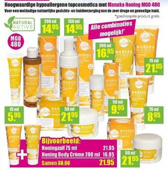 Gezond & Wel Manuka Honingzalf 75 Ml + Honing Body Crème 200 Ml aanbieding