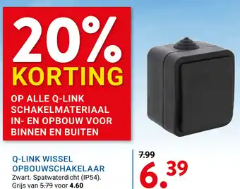 Kluswijs Q-LINK WISSEL OPBOUWSCHAKELAAR Zwart. aanbieding