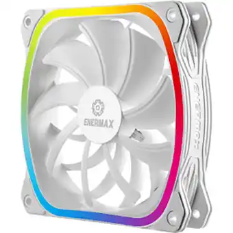 Conrad Enermax SquA RGB White PC-ventilator Wit (b x h x d) 120 x 120 x 26 mm Incl. LED-verlichting aanbieding