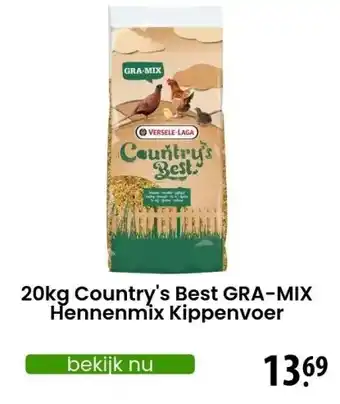 Zooplus 20kg Country's Best GRA-MIX Hennenmix Kippenvoer aanbieding