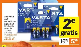 Albert Heijn Alle varta niet oplaadbare batterijen aanbieding