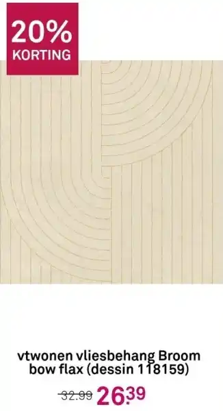 Karwei vtwonen vliesbehang Broom bow flax dessin 118159 aanbieding