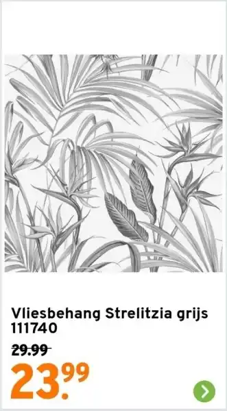 GAMMA Vliesbehang Strelitzia grijs 111740 aanbieding