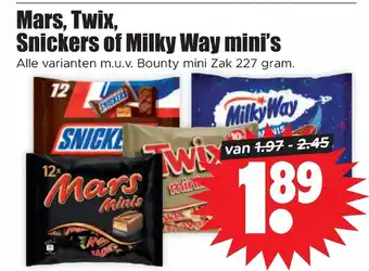 Dirk Mars, Twix, Snickers of Milky Way mini's aanbieding