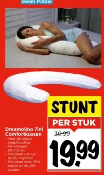 Vomar Voordeelmarkt Dreamolino 7 in 1 comfortkussen per stuk aanbieding