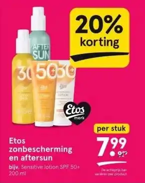 Etos zonbescherming en aftersun aanbieding