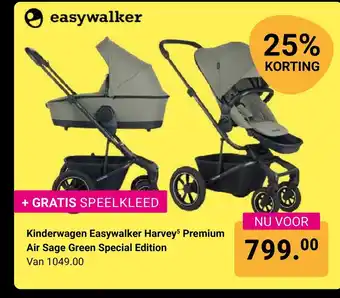 Van Asten BabySuperstore Kinderwagen Easywalker Harveys Premium Air Sage Green Special Edition aanbieding