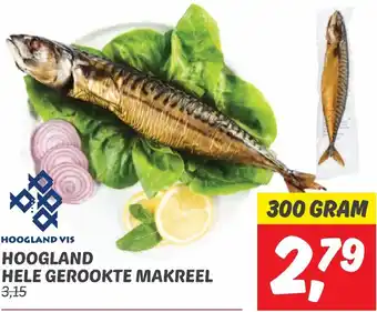 Dekamarkt HOOGLAND HELE GEROOKTE MAKREEL 300g aanbieding