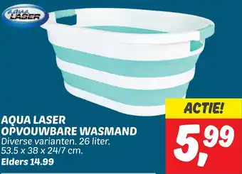 Dekamarkt AQUA LASER OPVOUWBARE WASMAND. 26 liter. 53.5 x 38 x 24/7 cm. aanbieding